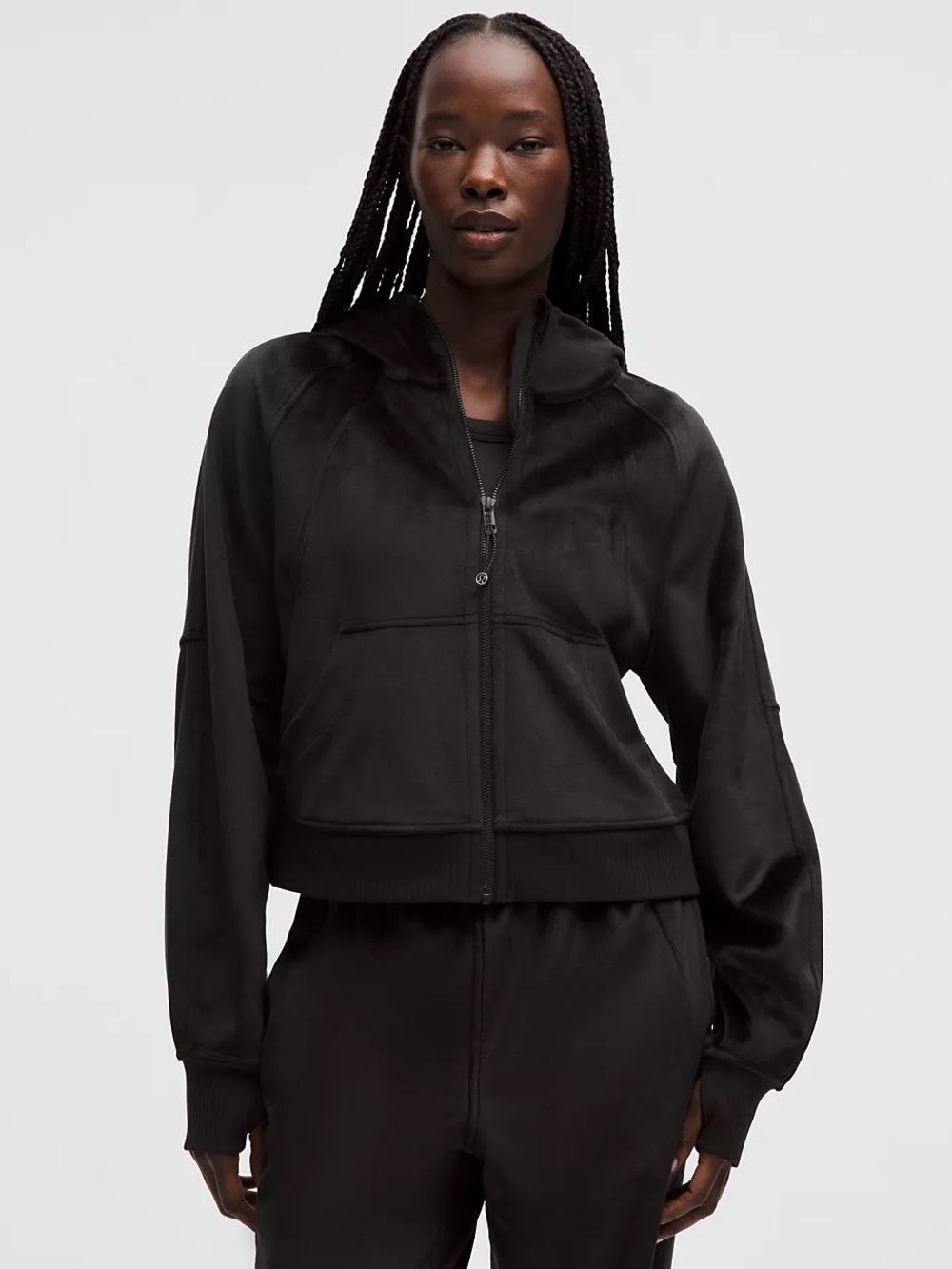 Lululemon XS/S Scuba oversized velvet full zip hoodie black